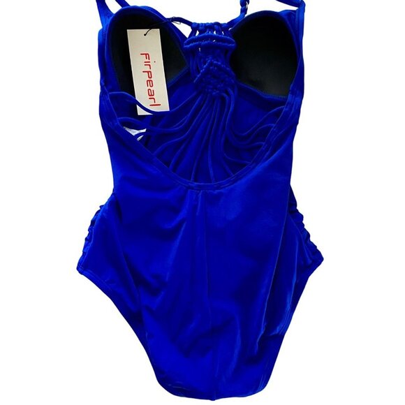 Firpearl Tummy Control Ruched Swimsuit with Braid Macramé Size 6 Runs Small NEW - Picture 3 of 9